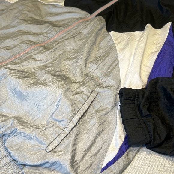 Vintage Black, silver, purple & pink Windbreaker Jacket. Size Large. By Todd 1 - Picture 2 of 13